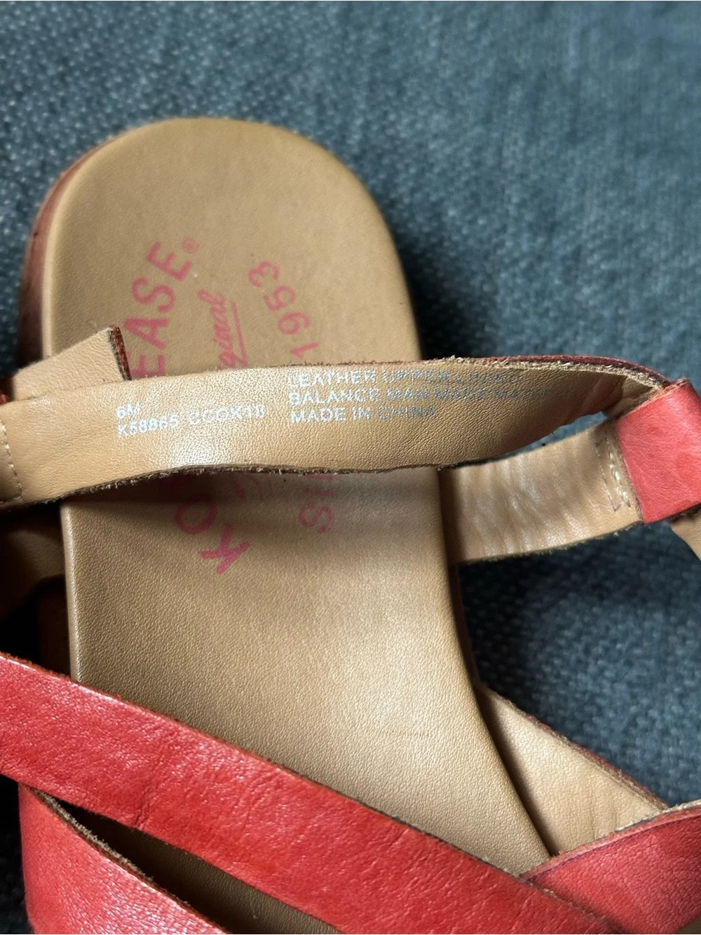Kork-Ease Red Leather Crisscross Strappy Thong Sandals 6
